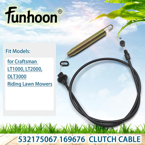 Funhoon clutch cable installed on a mower demonstrating deck engagement