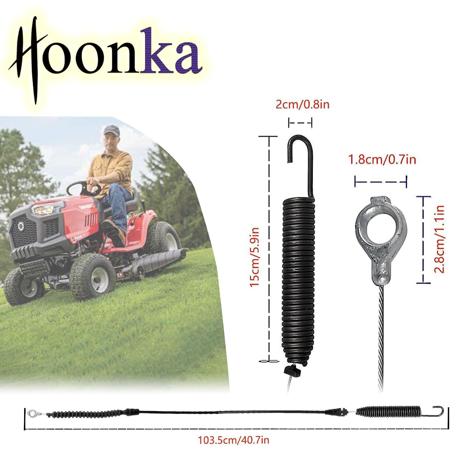 Funhoon 946-05124A cable with extension spring ready for quick mower maintenance