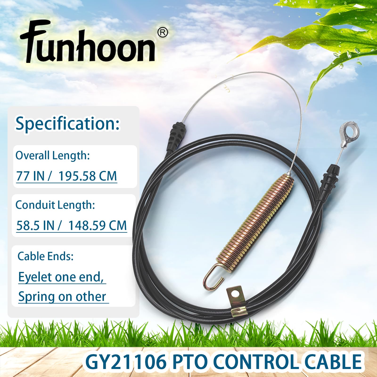 Funhoon GY21106 PTO cable with spring end for smooth throttle control