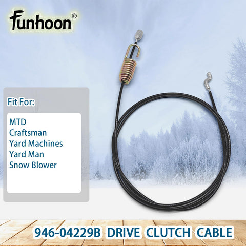 MTD snow thrower compatibility: Funhoon drive clutch cable fits.