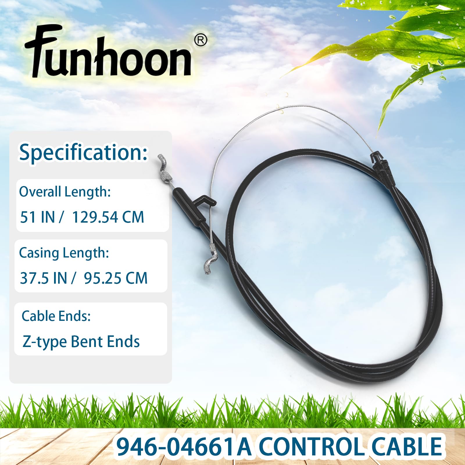 Funhoon throttle cable ends feature Z-type bent ends for reliable mower engagement.
