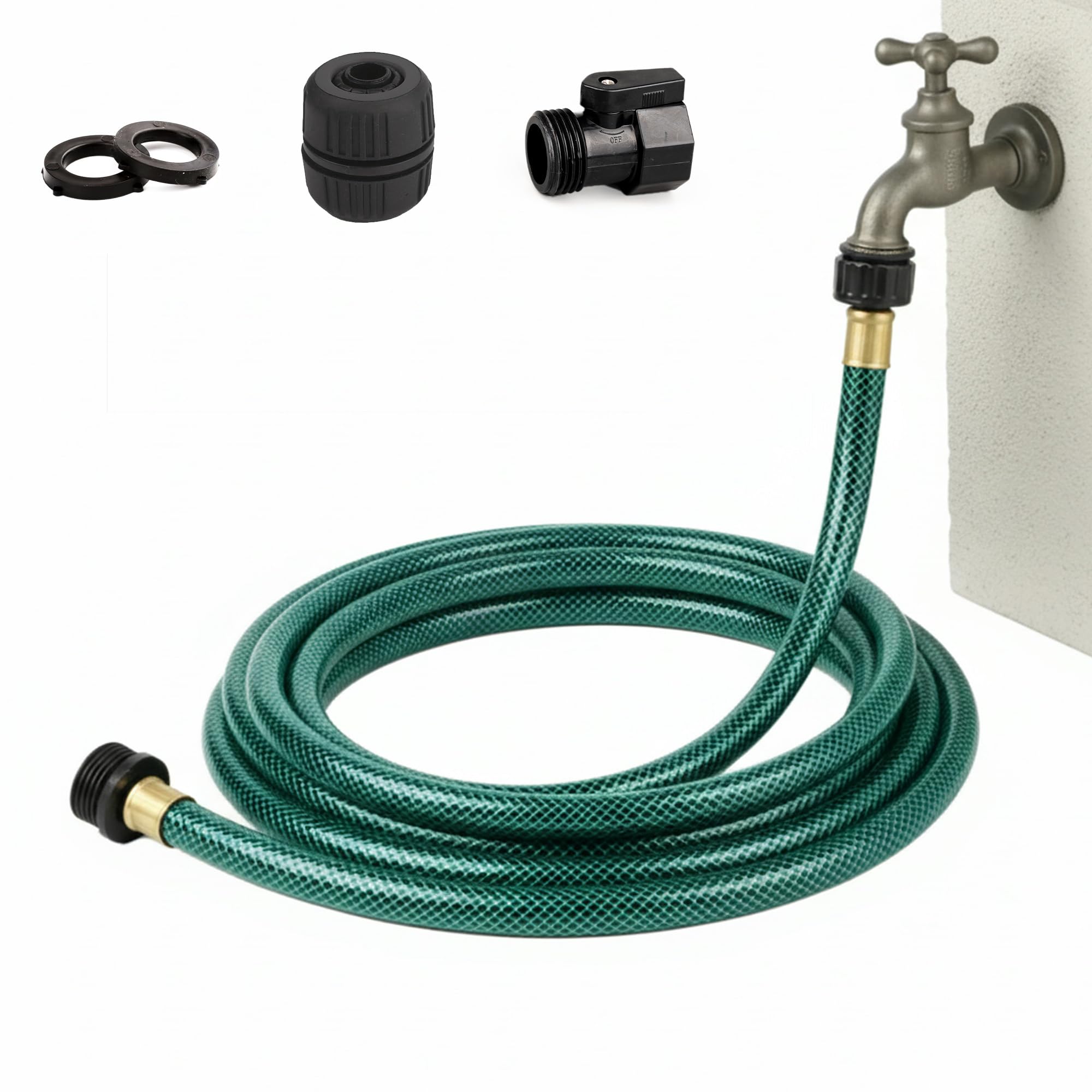 FUNJEE garden hose durable 15ft showing flexible reach around fences for easy watering