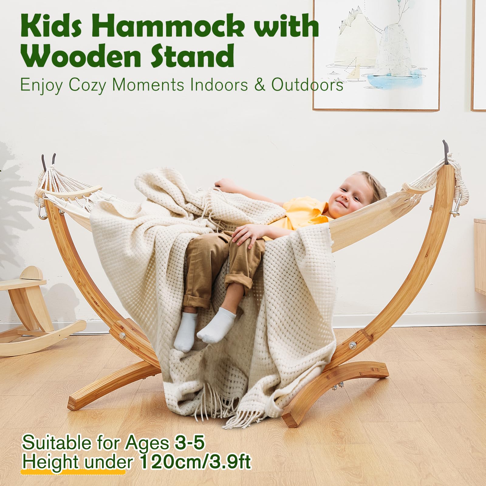 FUNLIO arc-shaped solid wood frame emphasizes stable structure.