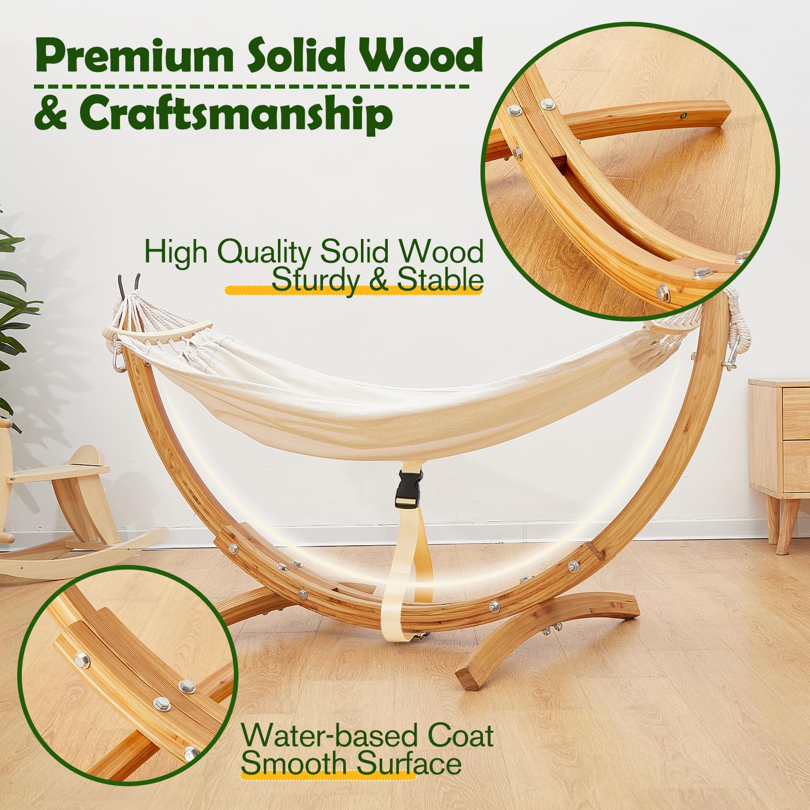 FUNLIO hammock cloth at 130 cm by 80 cm offers roomy comfort.