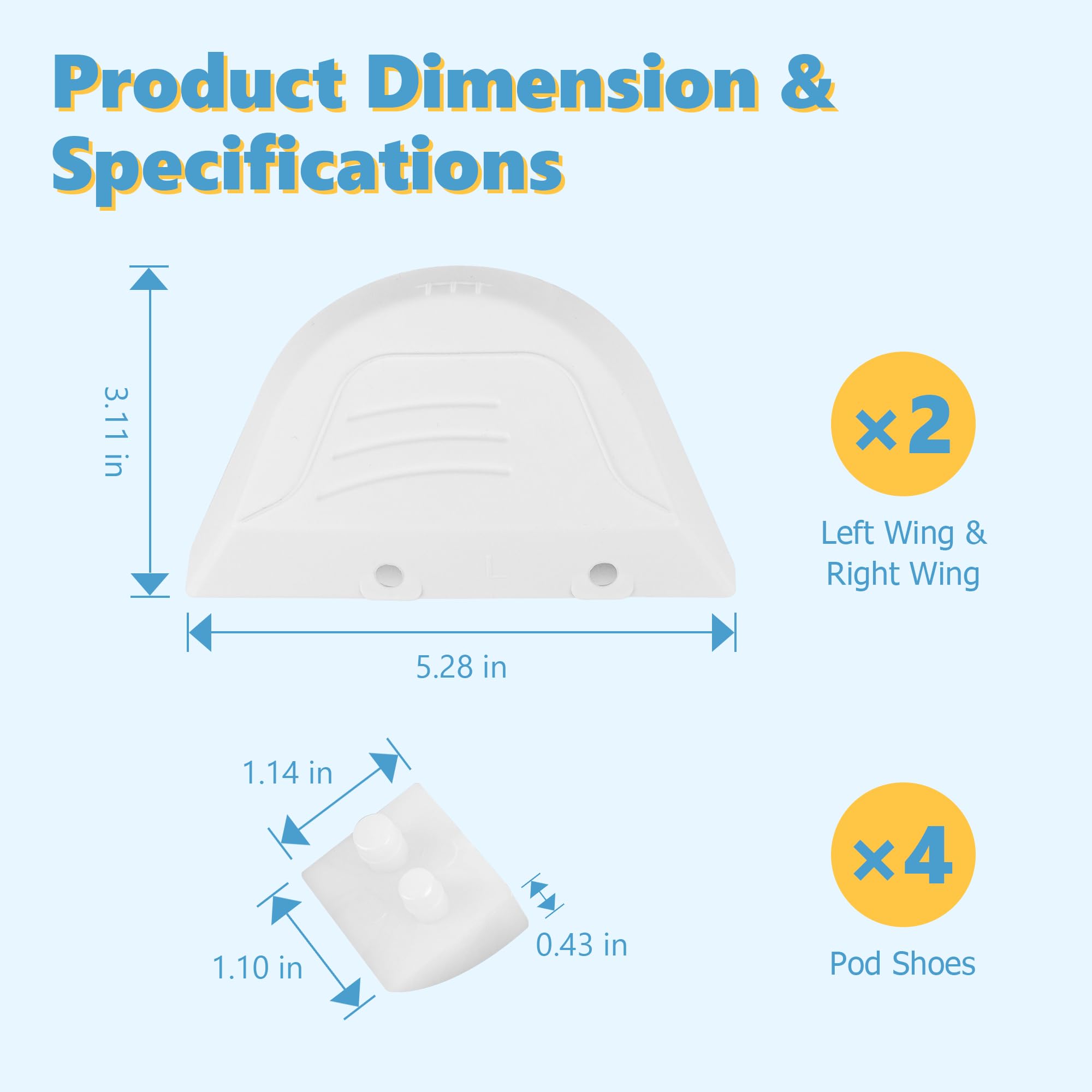 Funmit AXV604WHP wing-right replacement enhances traction on pool floors.