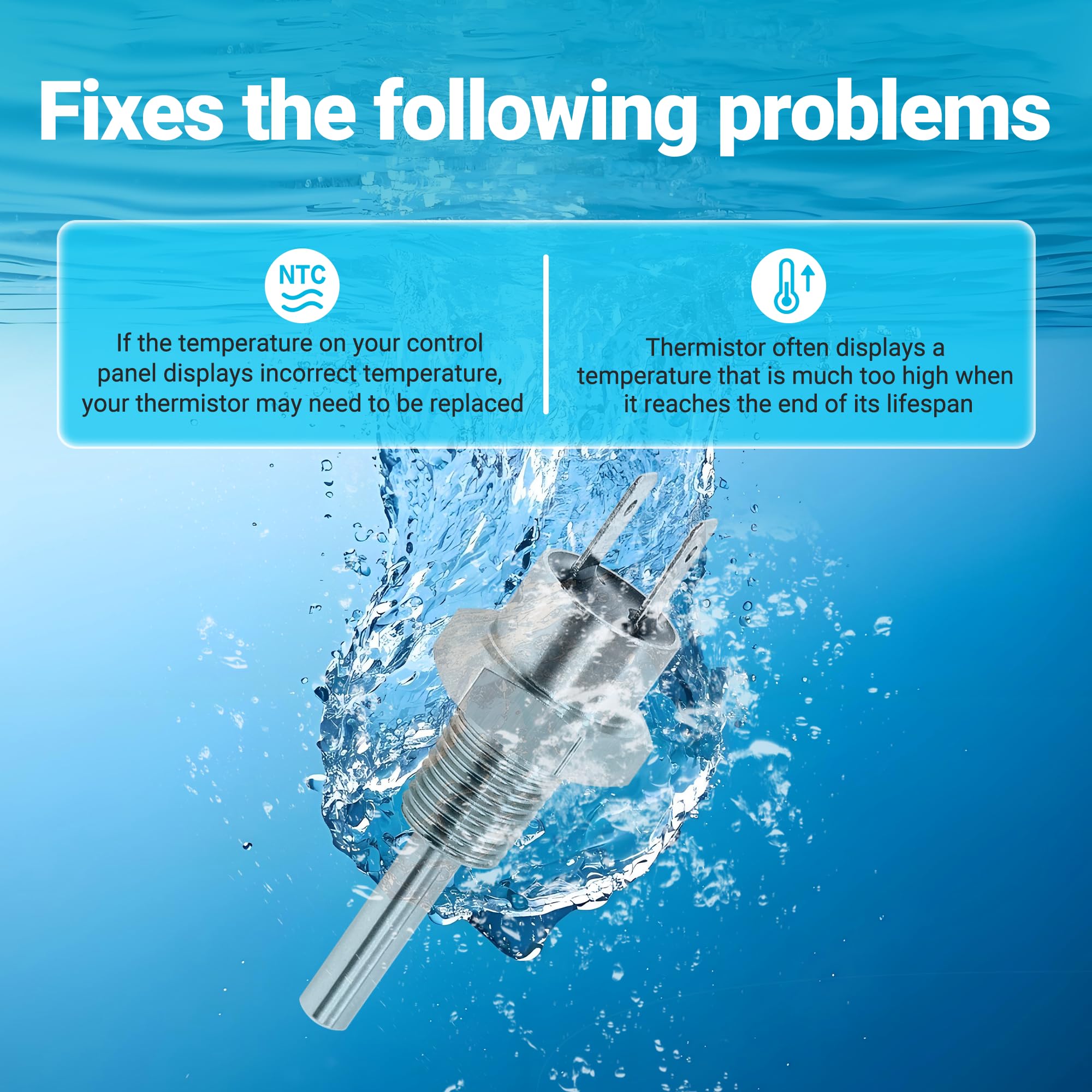 Funmit easy-install thermistor replacement saves time during pool maintenance.