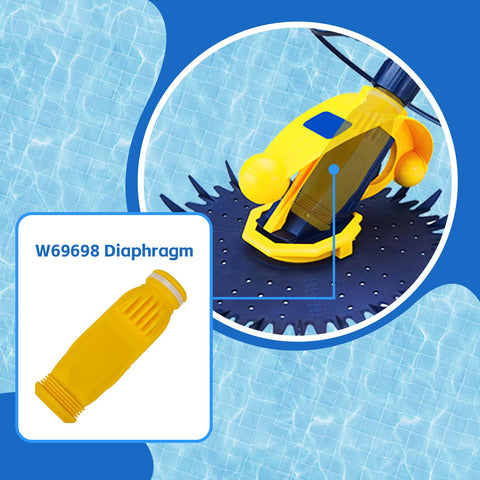 Long-life silicone resin diaphragm—resists tearing for extended pool cleaner operation