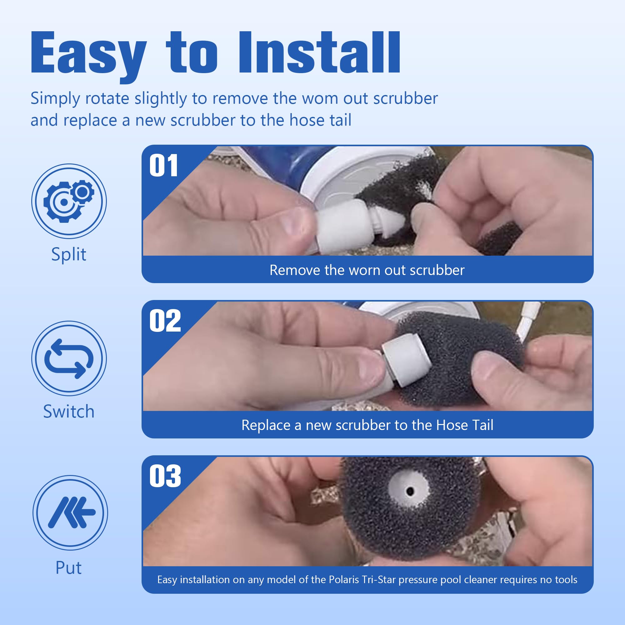 Funmit Polaris tail scrubber end delivers uniform hole pattern for effective debris capture.