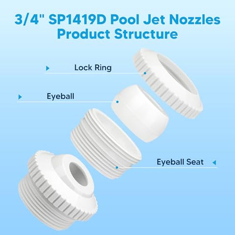 Funmit pool jet nozzle side view highlighting compact design for easy installation.