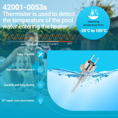 Funmit pool spa temperature monitor thermistor provides accurate water readings.