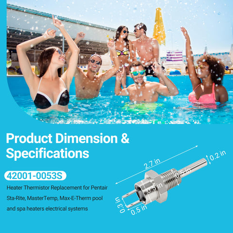 Funmit stainless steel thermistor construction for long-lasting pool equipment durability.
