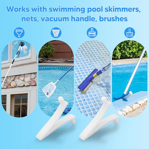 Funmit V-clip installation shows tool-free setup for pool poles.