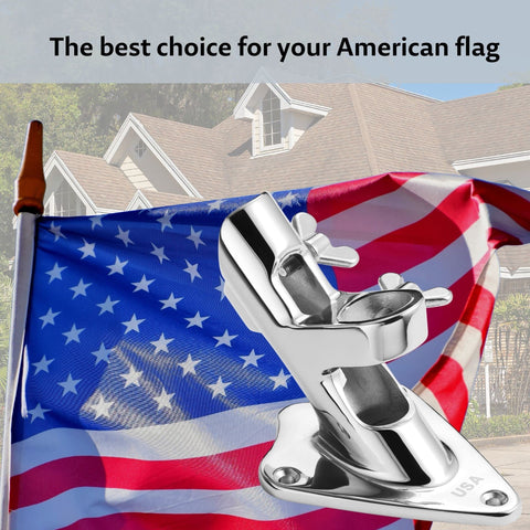 FUNNANS 316 stainless-steel mount for 1-inch flag poles, corrosion-resistant.
