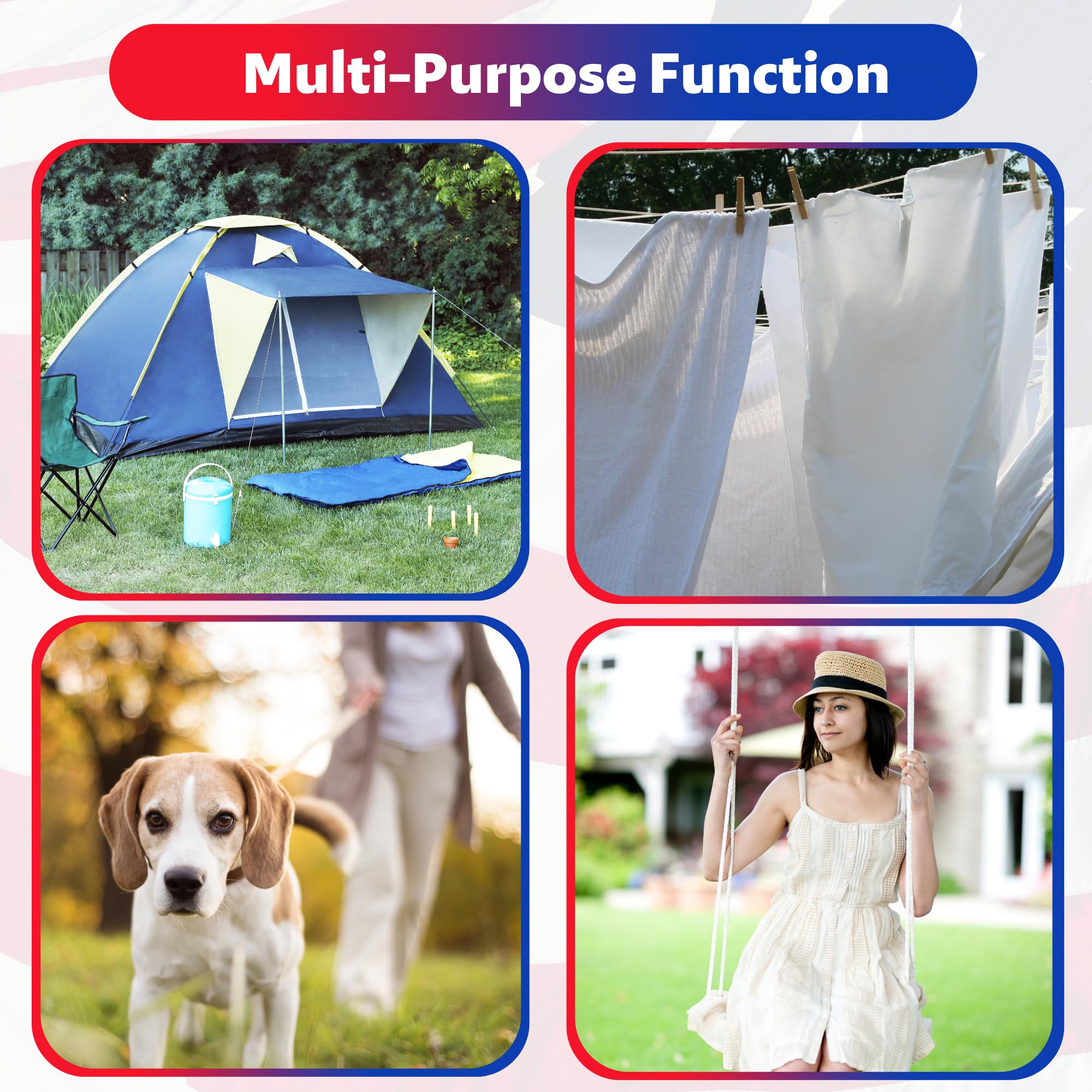 FUNNANS beaded ring system fits 6–12 inch poles for secure raising.