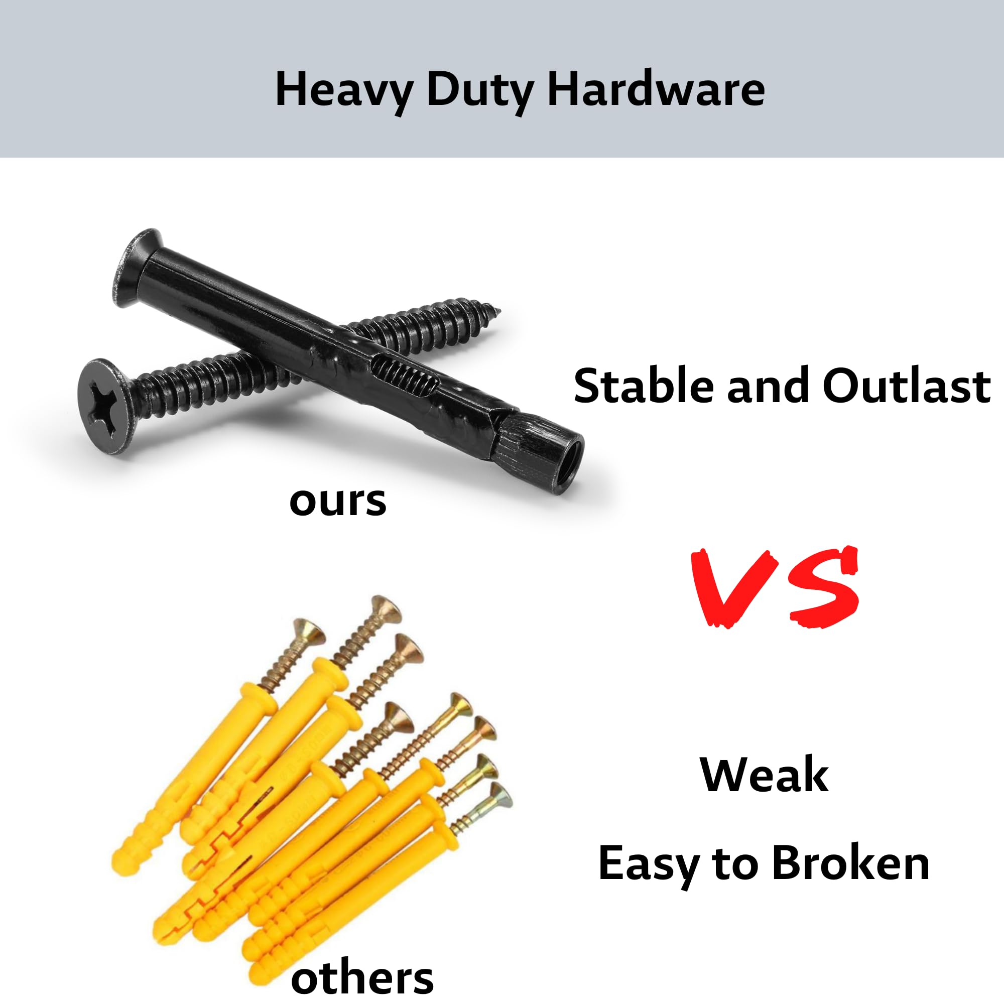 Funnans concrete wall anchors and screws ensure a durable installation on brick or concrete.