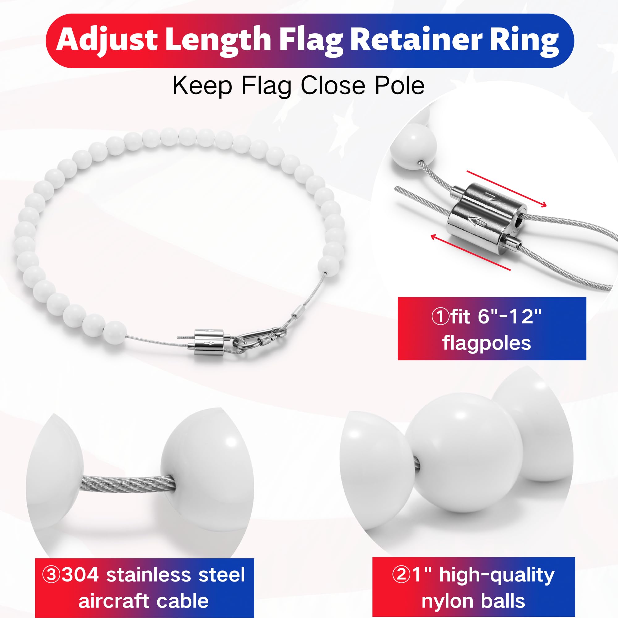FUNNANS flag pole clips swivel design prevents twisting and extends flag life.