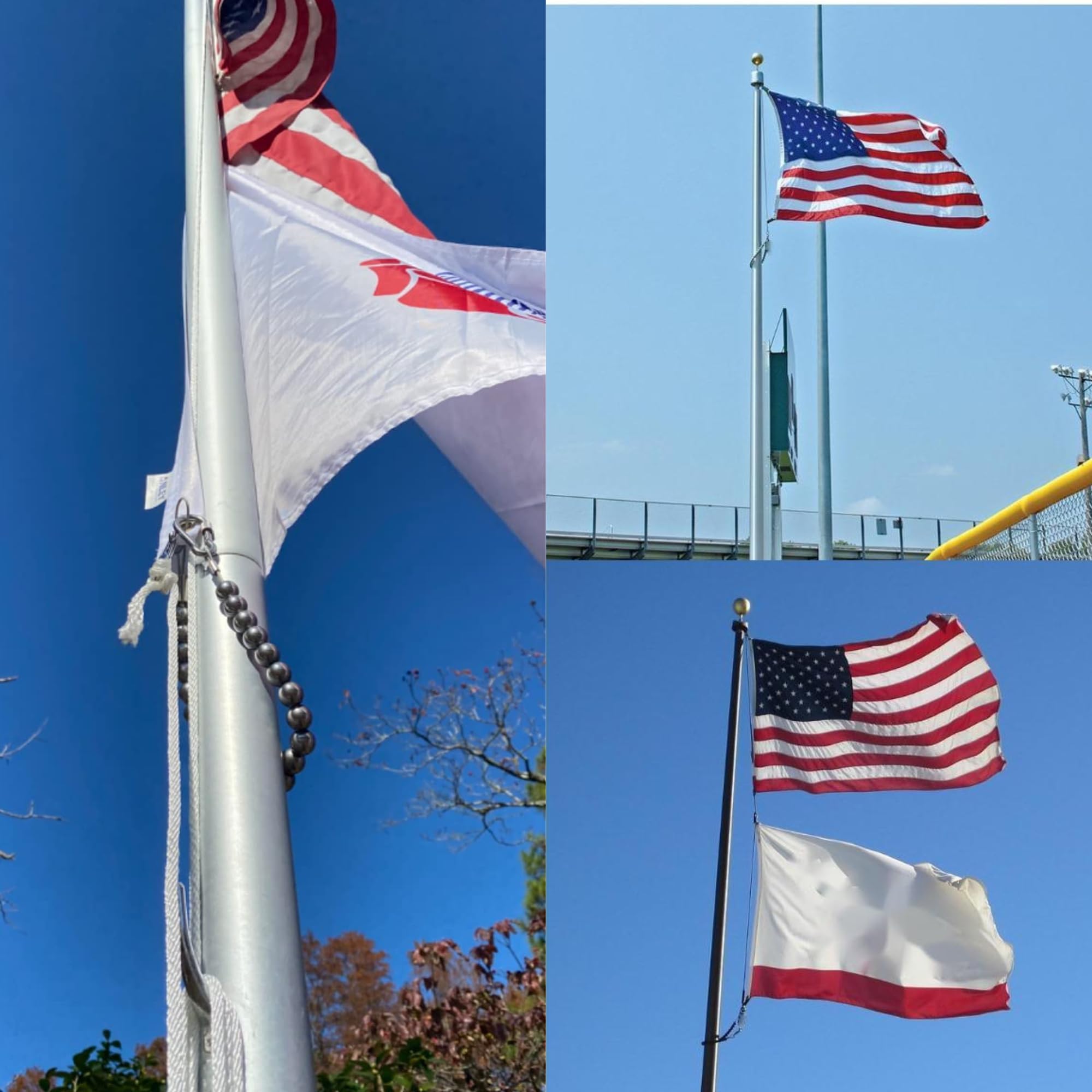 FUNNANS 12-month warranty tag signals trusted outdoor flag hardware.