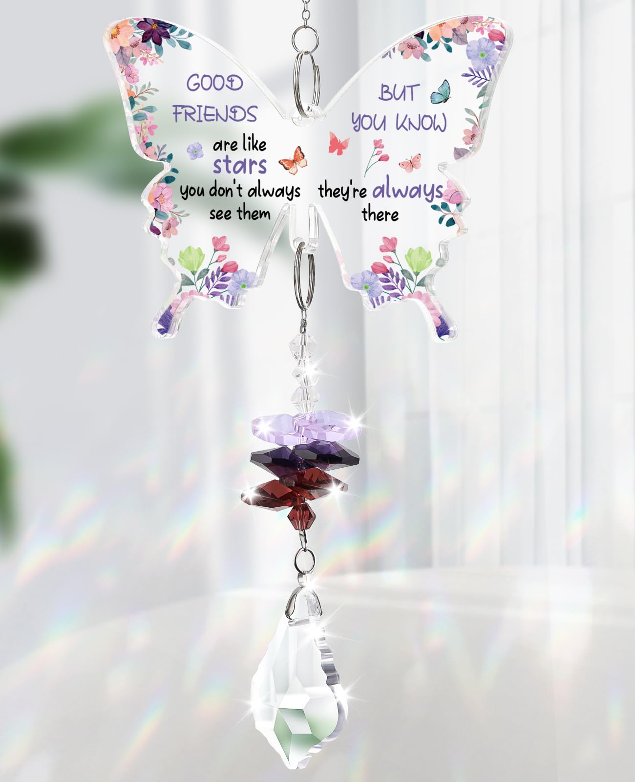 Funnli Best Friend Butterfly Suncatcher creates colorful light reflections for bright inviting windows