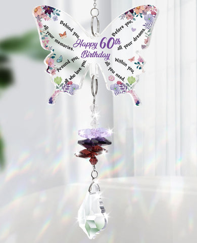 Funnli butterfly crystal suncatcher casting colorful light through windows