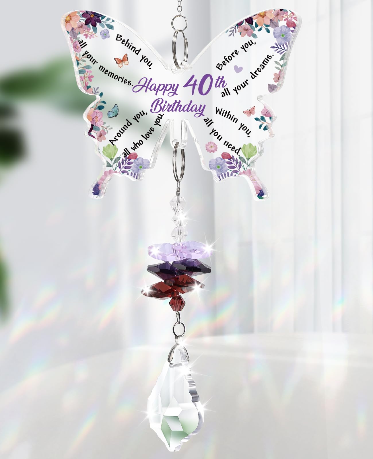 Funnli crystal butterfly suncatcher sparkling in sunlight to brighten a room