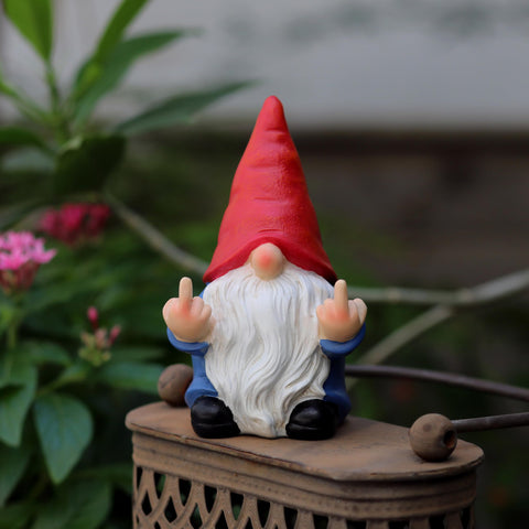Funny garden gnome for porch or desk accents and lighthearted mood.