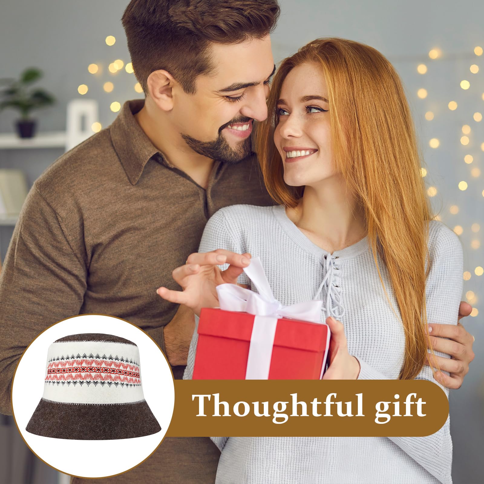 Funnysoft wool sauna hat packaging is gift-ready for wellness-minded friends.