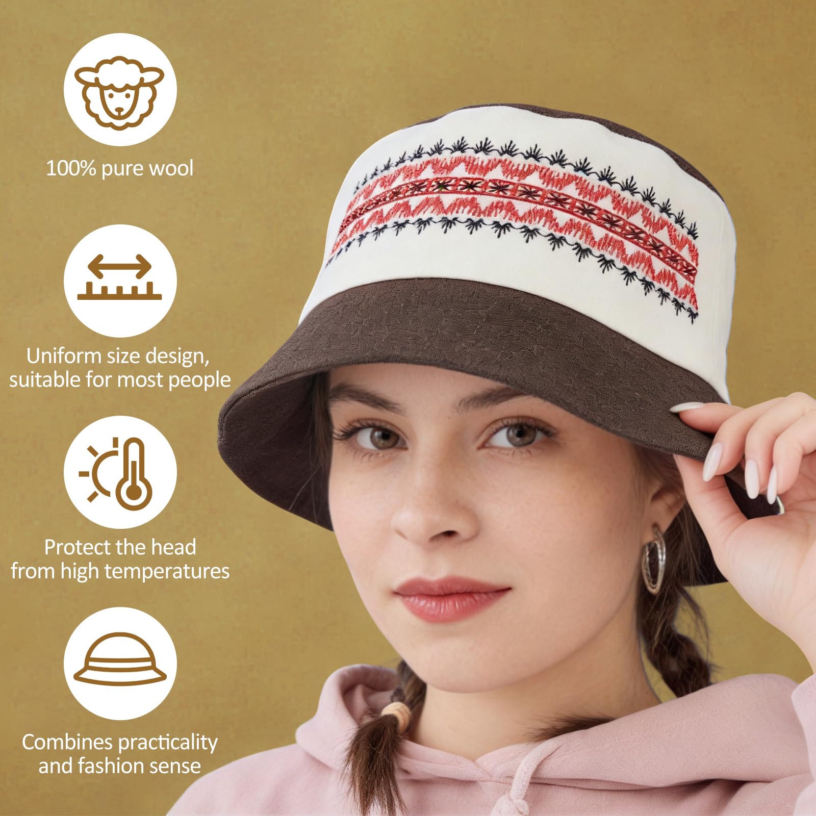 Funnysoft wool sauna hat unisex fit designed for comfortable sharing and everyday wear.