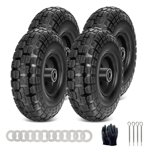 FunPaxido 10-inch solid rubber dolly tires offer durable puncture-free performance for carts