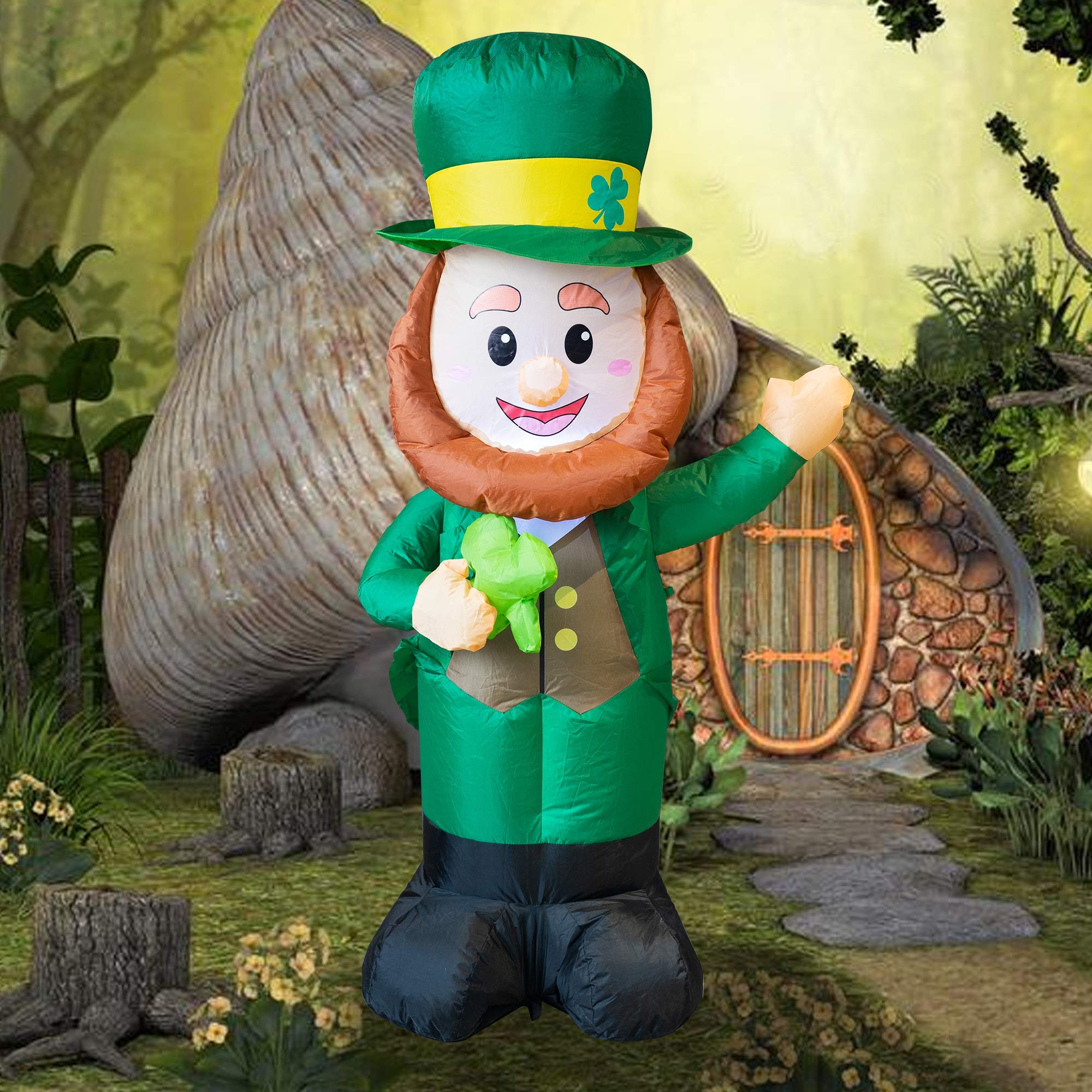 Close-up of FUNPENY leprechaun hat and lucky clover detail.