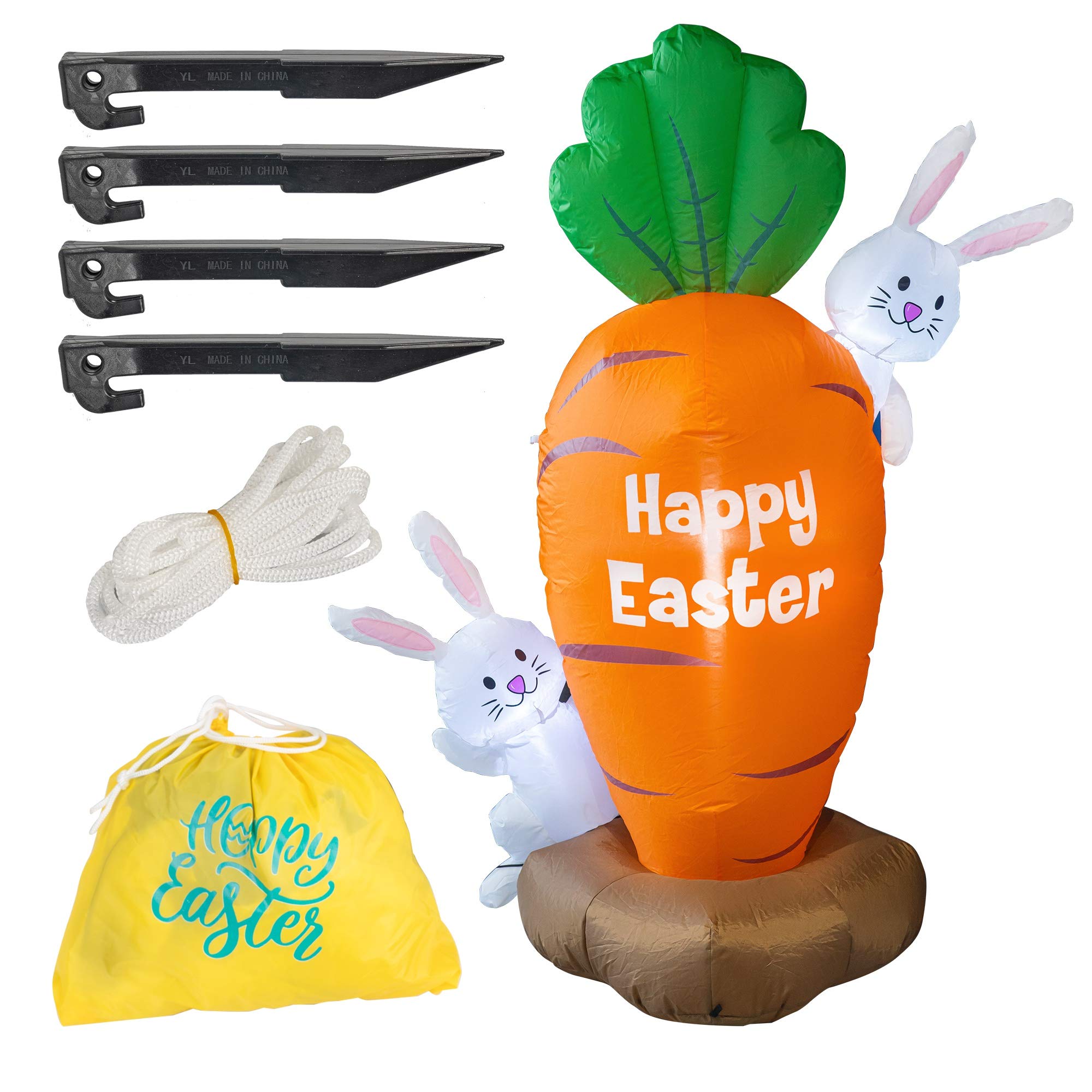 FUNPENY outdoor Easter carrot inflatable with secure ground stakes against wind