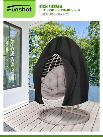 Funshot black outdoor cover fits most single-seat egg chairs with stands.