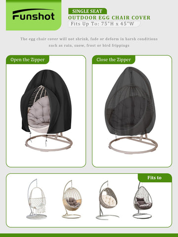 Funshot egg chair cover wipes clean with a damp cloth for simple maintenance.