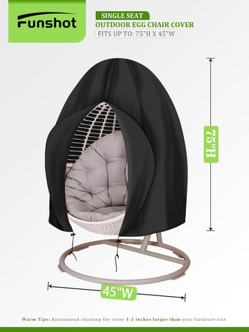 Funshot windproof egg chair cover with zip keeps chair secure in wind.