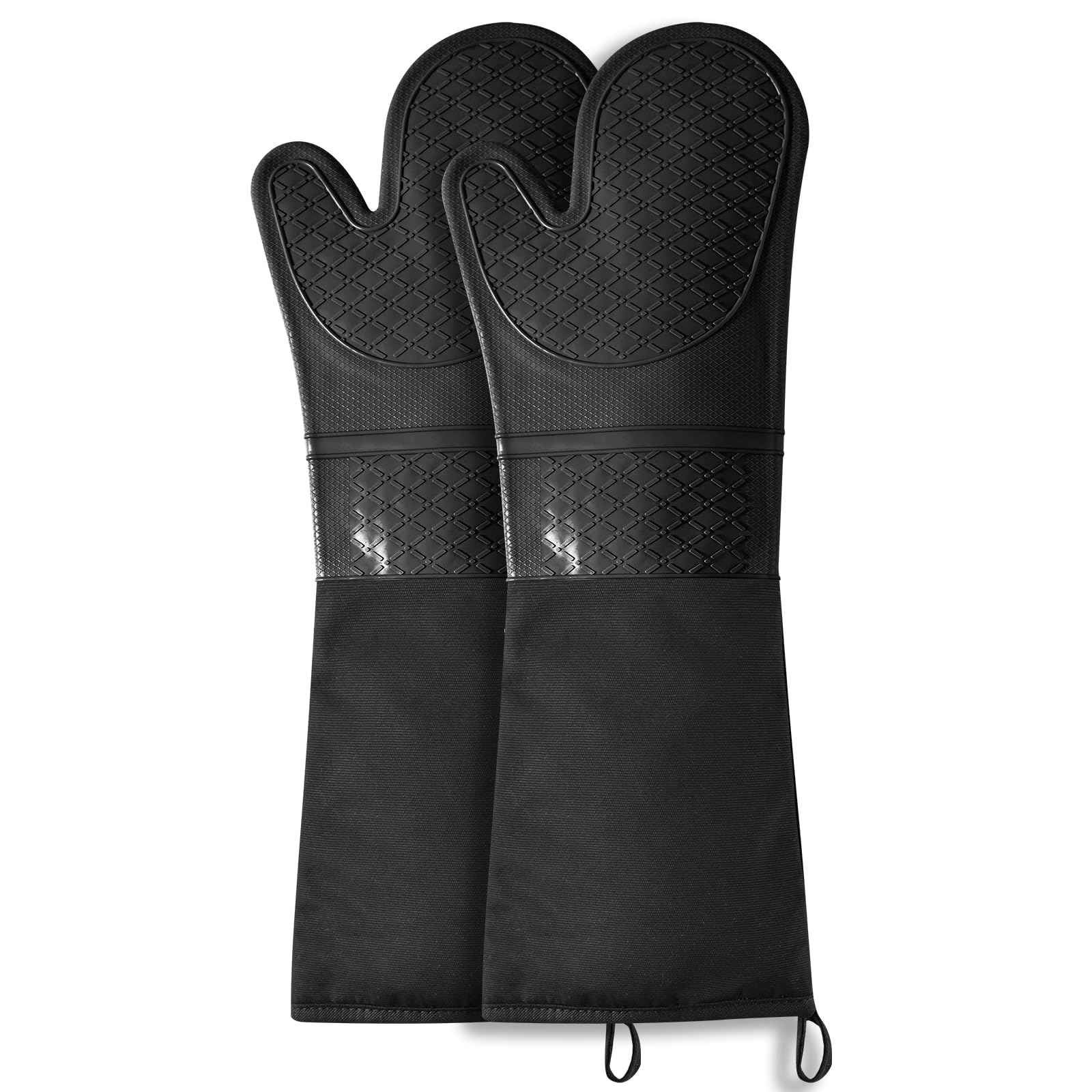 FunSiltasy extra long oven mitts with heat resistance for safe hot-pan handling.