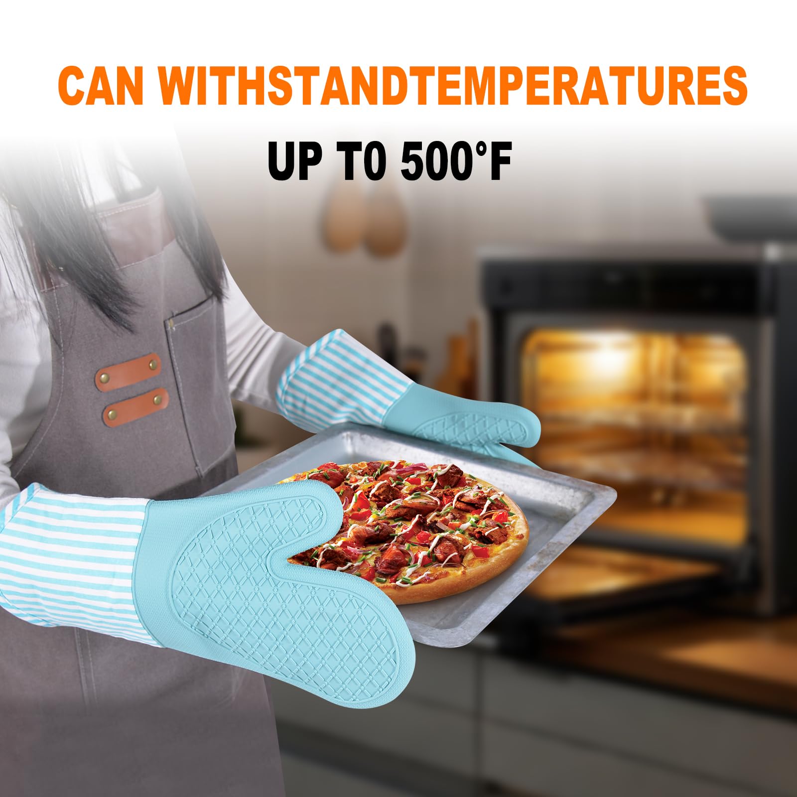 FunSiltasy silicone mitts suited for baking, cooking, and BBQ.