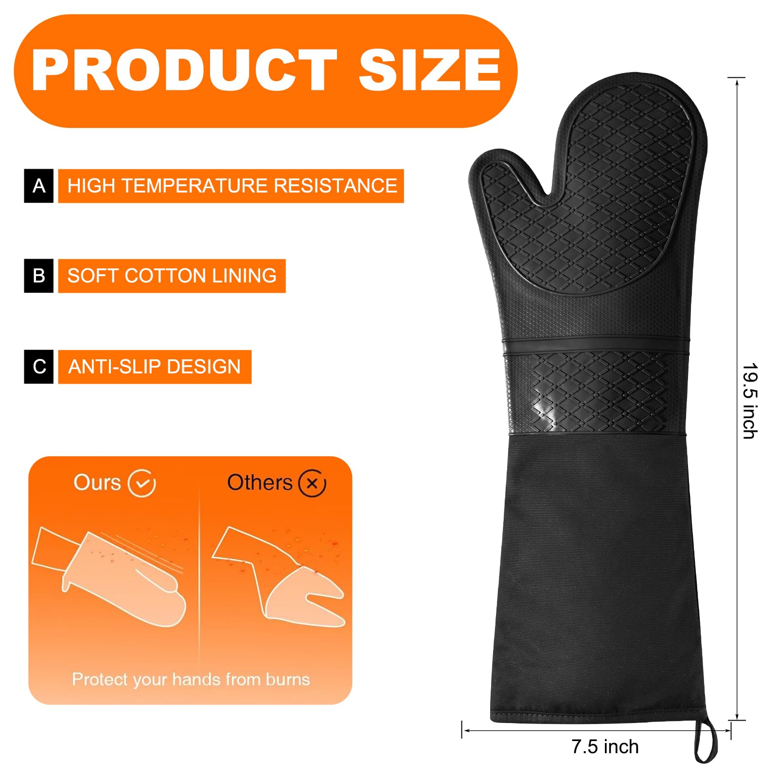 FunSiltasy silicone mitts showing textured grip for secure cooking and grilling.