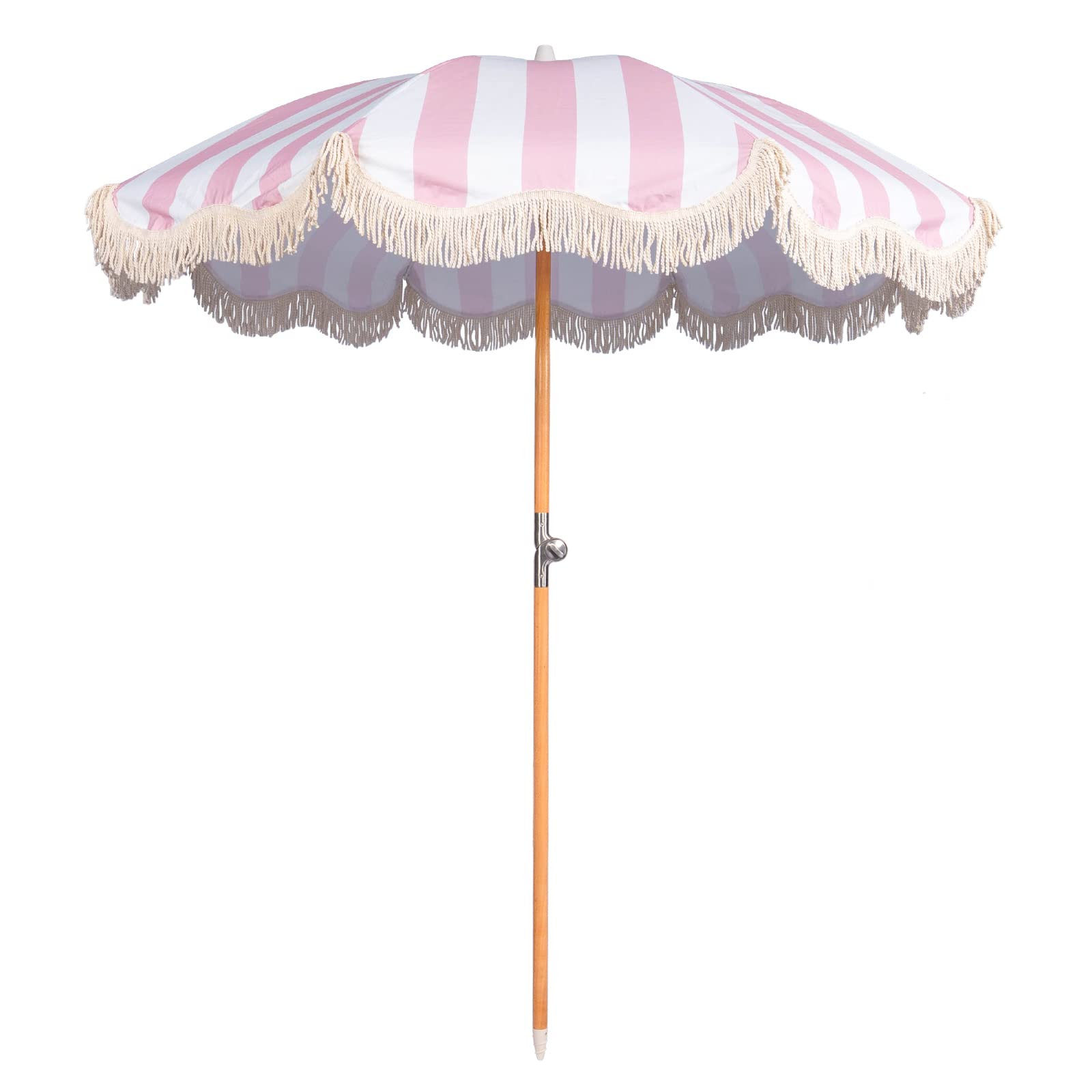 Funsite 6.5ft boho umbrella pink stripe with tilt for all-day shade