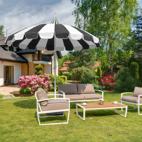 Funsite 8Ft umbrella fabric filters UV rays for cooler shade and protection.