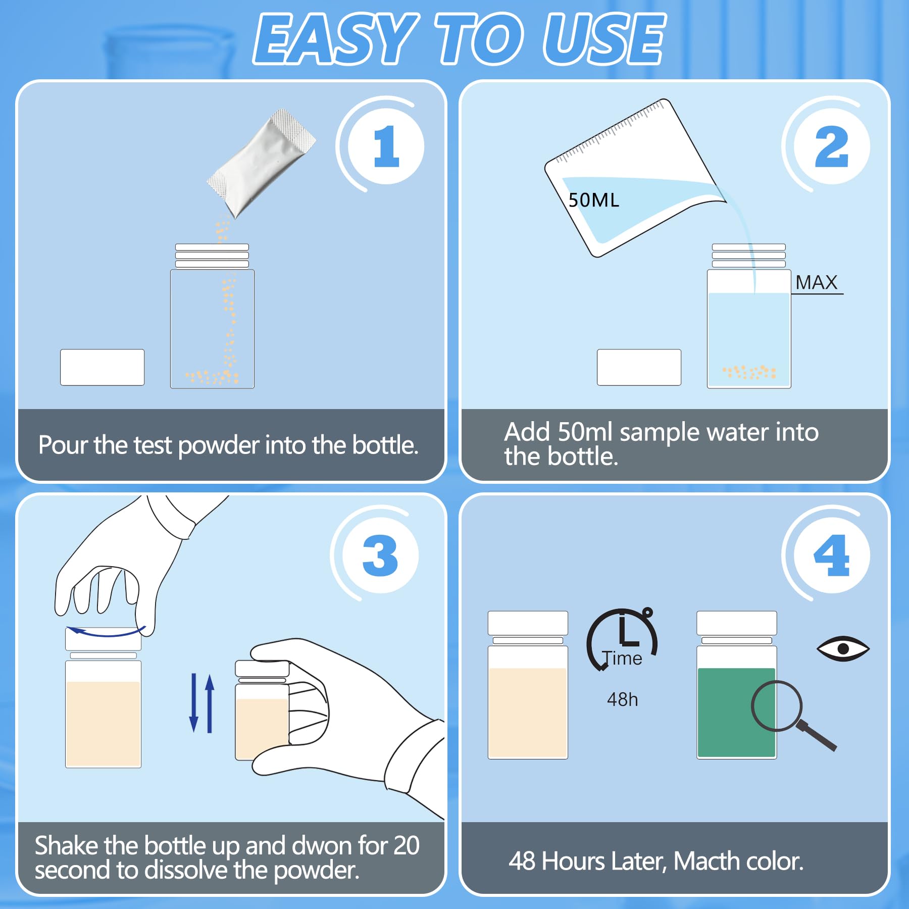 A person holds the FUNSWTM Coliform Test Kit for quick, on-site water checks.