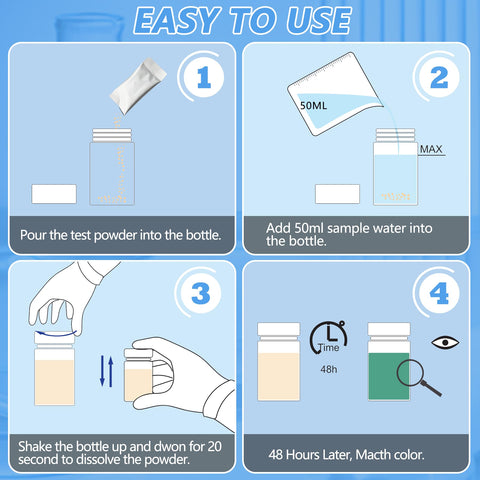 A person holds the FUNSWTM Coliform Test Kit for quick, on-site water checks.