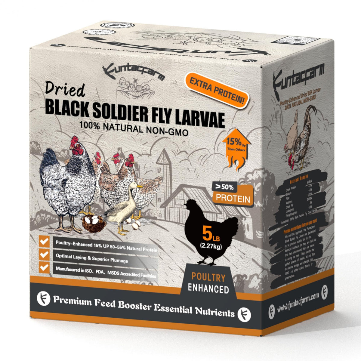 Funtacfarm BSFL dried larvae in bag for chicken treats and birds