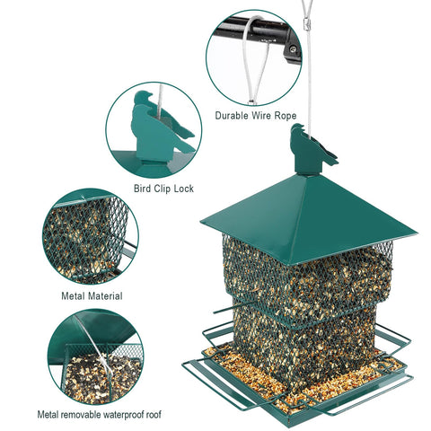 FUNWILDLIFE 360-degree feeding station lets birds access seed from all sides.