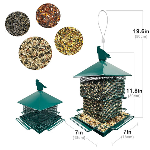 FUNWILDLIFE 6lb capacity feeder ideal for busy backyards attracting multiple bird species.