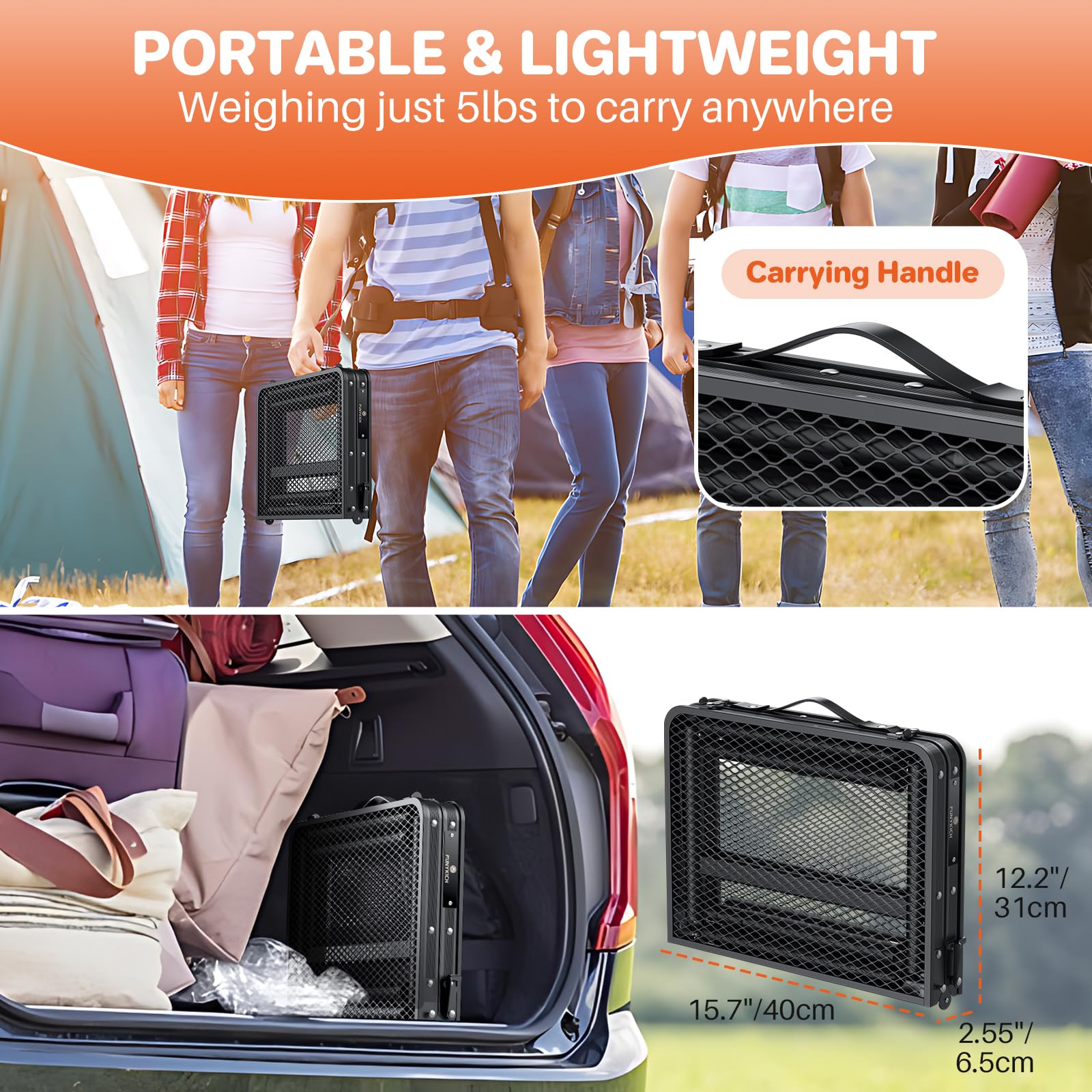 FUNYKICH folding grill table waterproof coating protects against rain and spills.