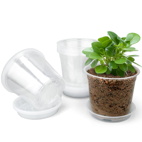 FUOAUYK 3 inch clear nursery pot with drainage tray for seed starting and root monitoring