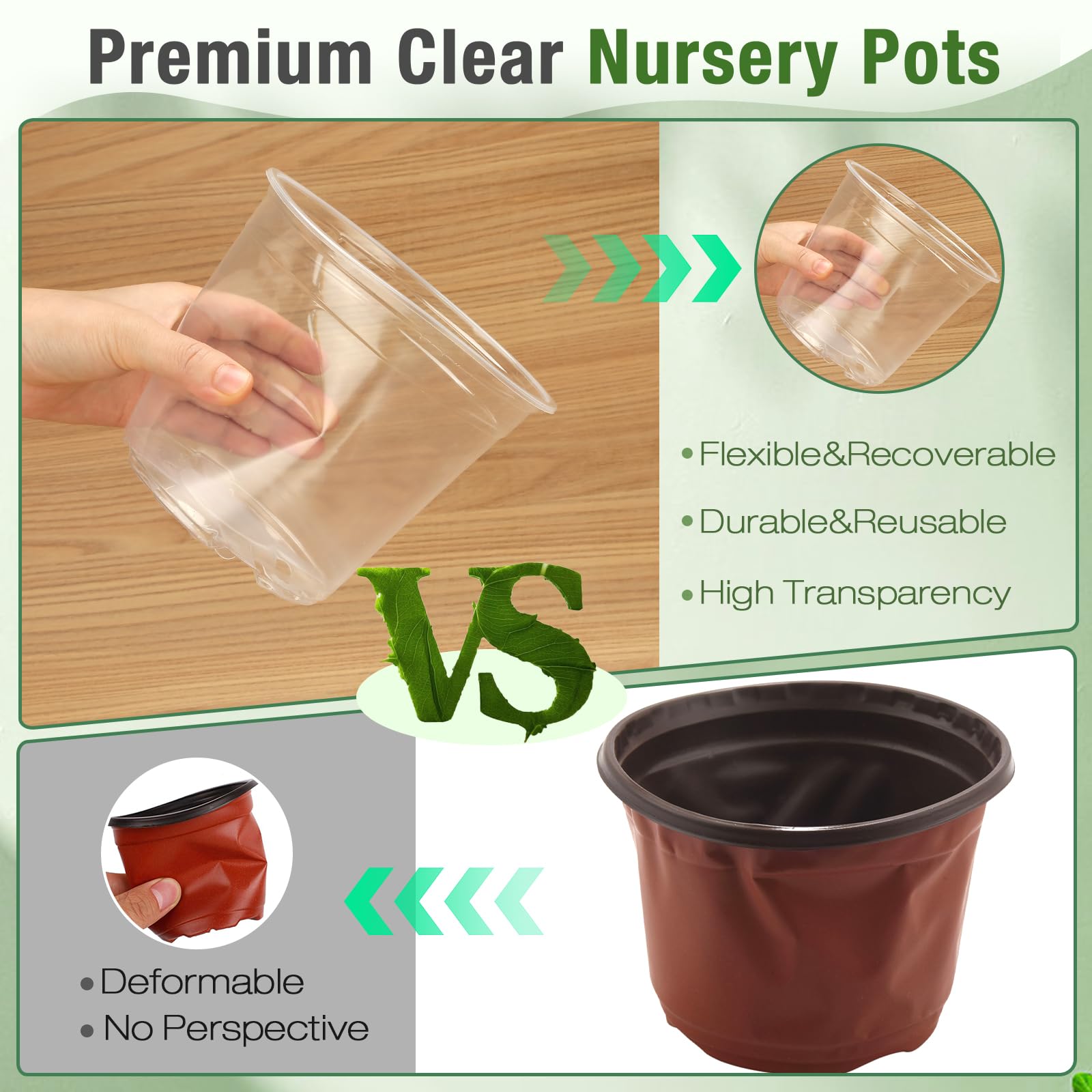 FUOAUYK clear nursery pot with drainage holes for proper water management