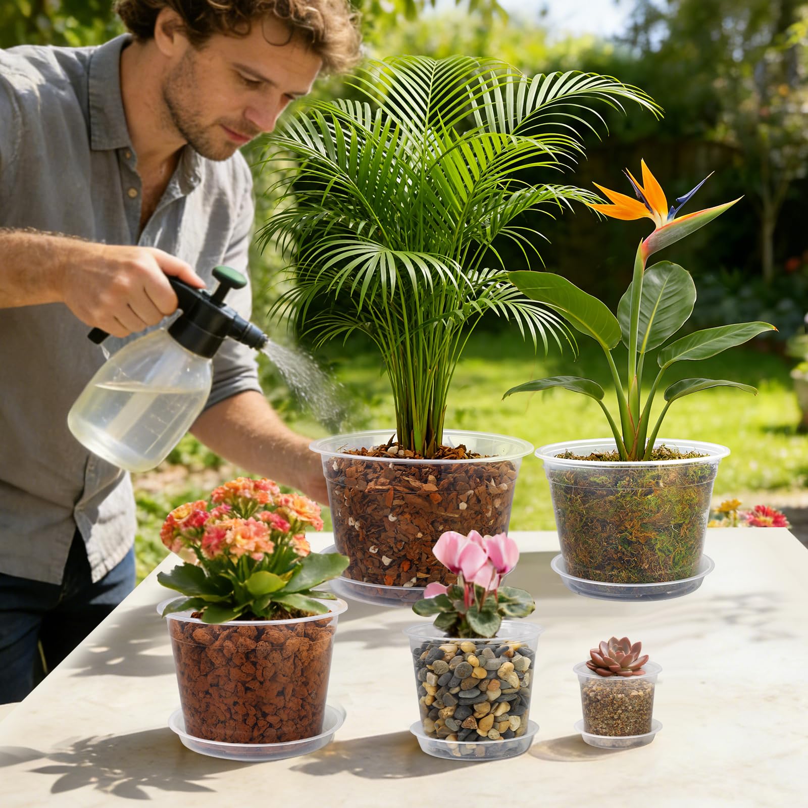FUOAUYK large clear nursery pot suitable for repotting mature plants.