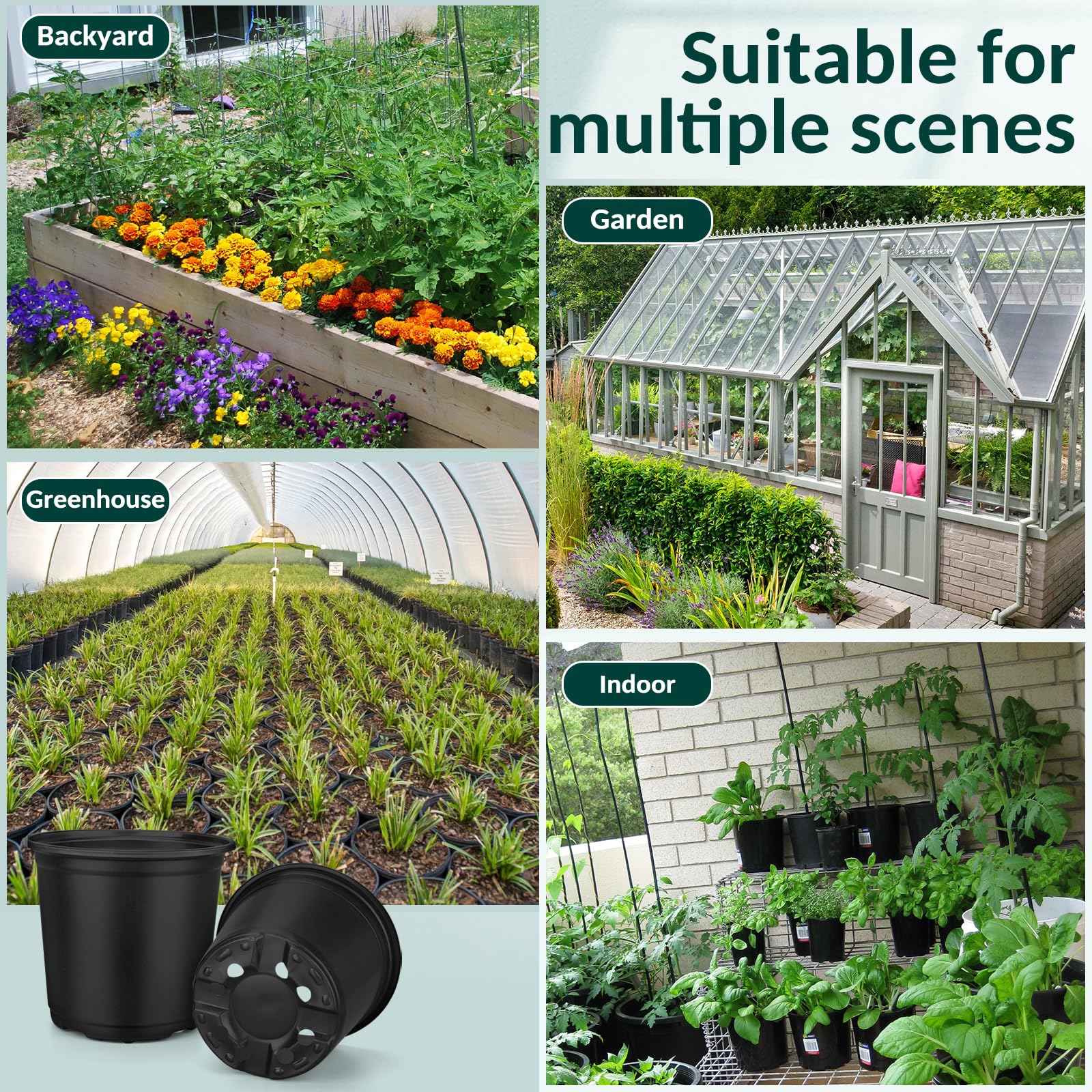 FUOAUYK versatile pots suited for windowsill, greenhouse, and outdoor gardening.