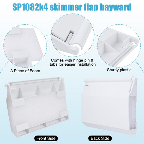 Fuoequl weir door durable plastic resists pool wear and weathering.