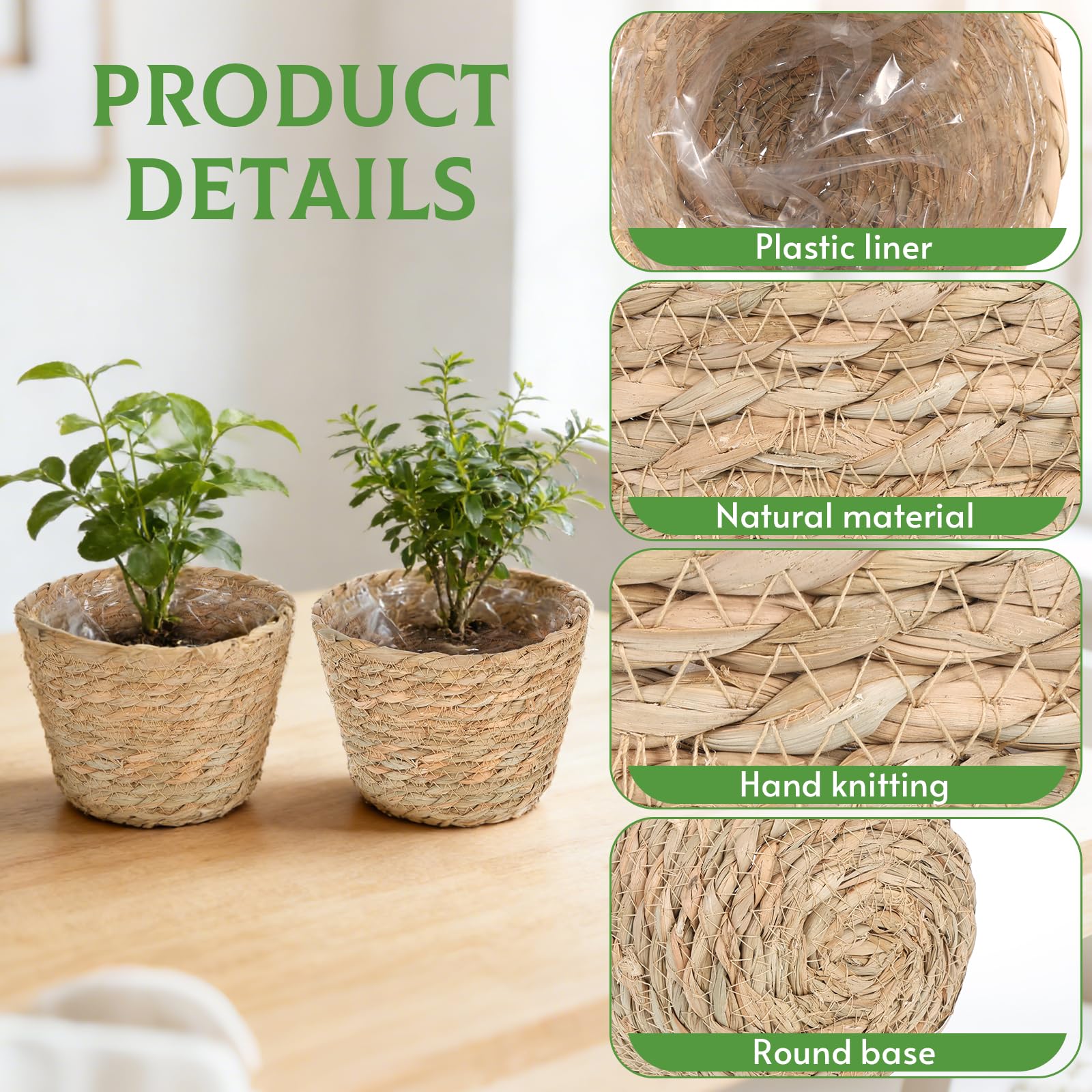 FUPMILPHRANX natural-tone seagrass basket adds warm texture for stylish decor.